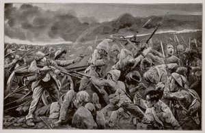 ヴラクフォンテインでの婚約：ダービーシャーは銃剣の先で銃を奪い返しました 作： Richard Caton Woodville junior